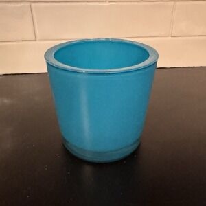 Polish Glass Vase Hand Blown Teal Blue 4.75" X 4.75" Very‎ Heavy Thick